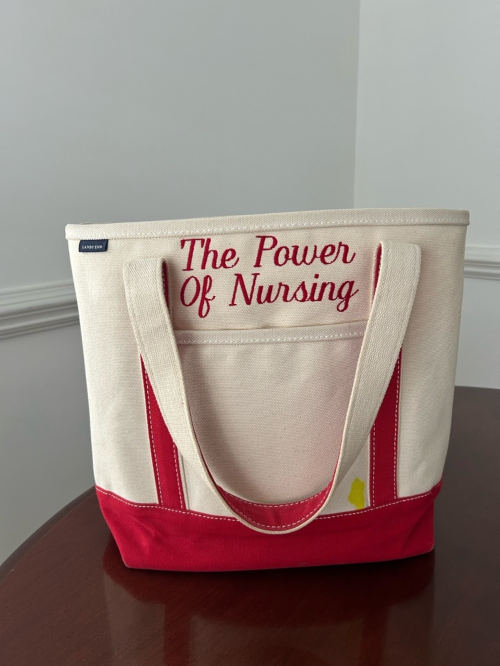 Land’s End Nursing Embroidered Red Boat Tote